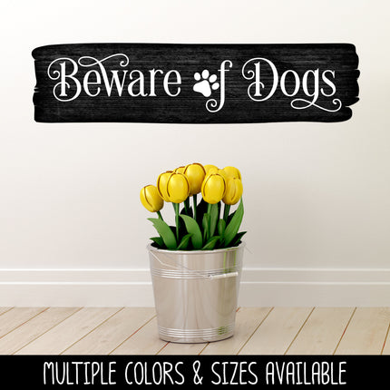 Ornamental Beware of Dogs Front Door Vinyl Decal/Sticker