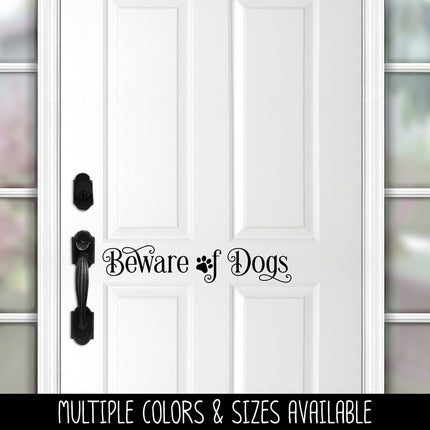 Ornamental Beware of Dogs Front Door Vinyl Decal/Sticker