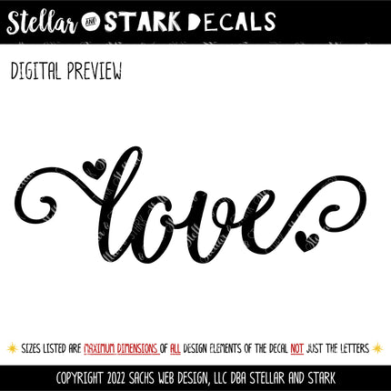 Cursive Love Heart Vinyl Decal/Sticker