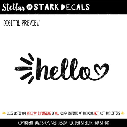 Hello Heart Sunrays Vinyl Decal/Sticker
