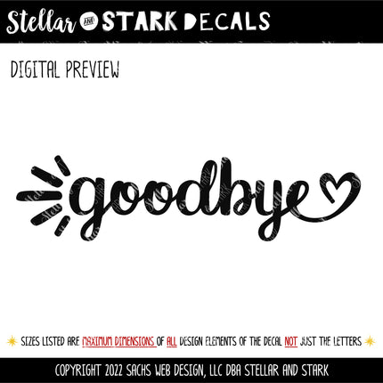 Goodbye Heart Sunrays Vinyl Decal/Sticker