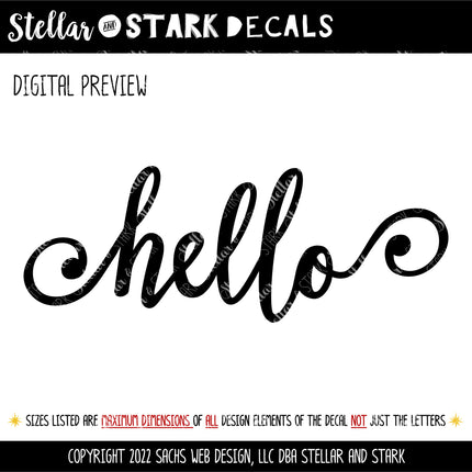 Hello Swirl Vinyl Decal/Sticker