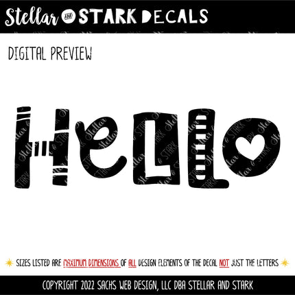 Playful Hello Vinyl Door Vinyl Decal/Sticker