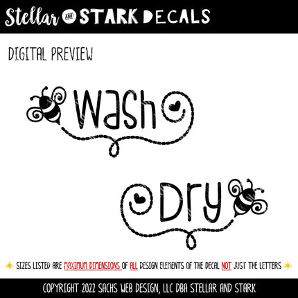Wash & Dry Bumblebee Vinyl Decal/Sticker Set