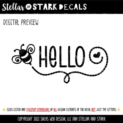 Hello Bumblebee Vinyl Decal/Sticker