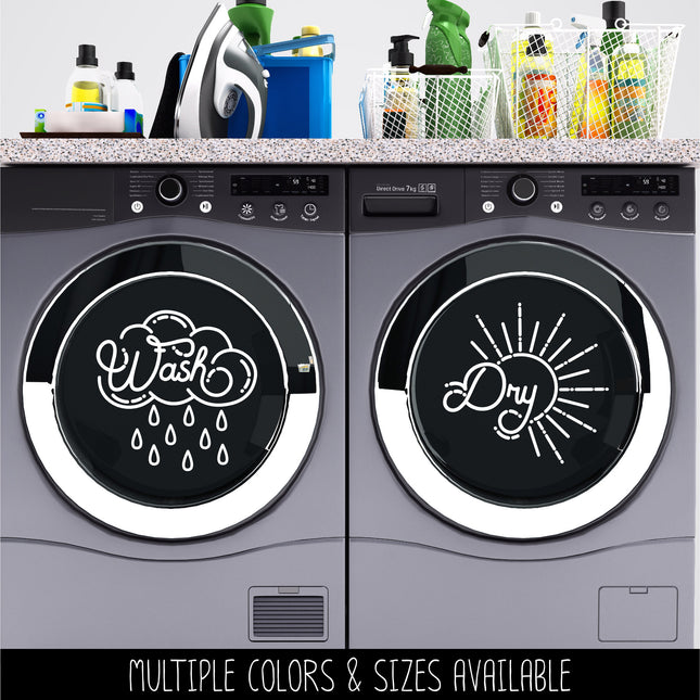 Wash Rain Cloud & Dry Sun Vinyl Decal/Sticker Set