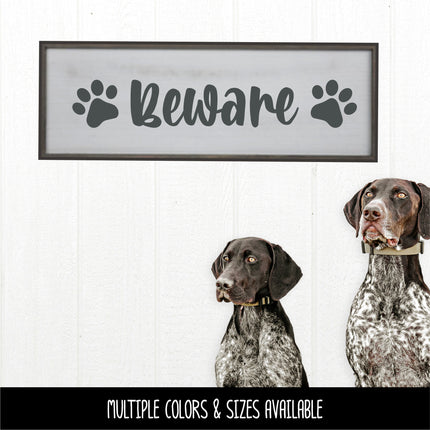 Beware with Paws Front Door Vinyl Decal/Sticker