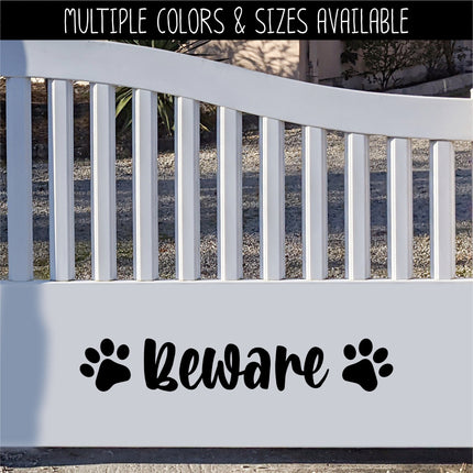 Beware with Paws Front Door Vinyl Decal/Sticker