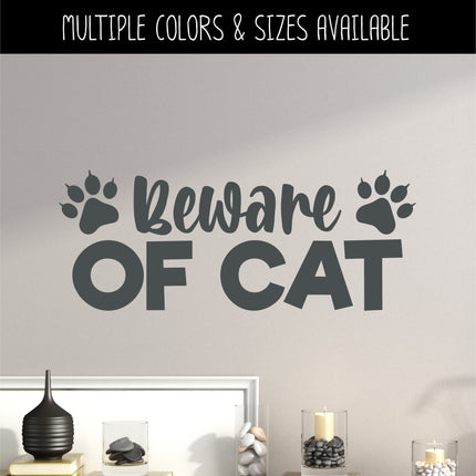 Beware of Cat Front Door Vinyl Decal/Sticker