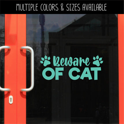 Beware of Cat Front Door Vinyl Decal/Sticker