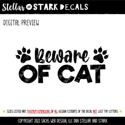 Beware of Cat Front Door Vinyl Decal/Sticker