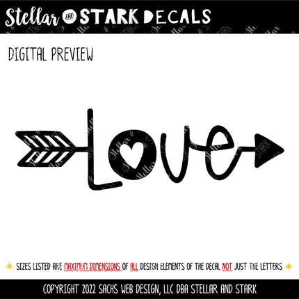 Love Arrow Heart Vinyl Decal/Sticker