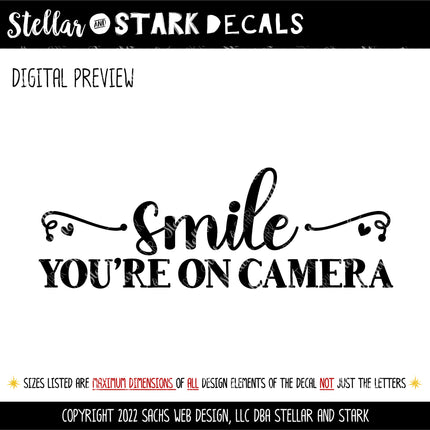 Smile You're On Camera Vinyl Decal/Sticker