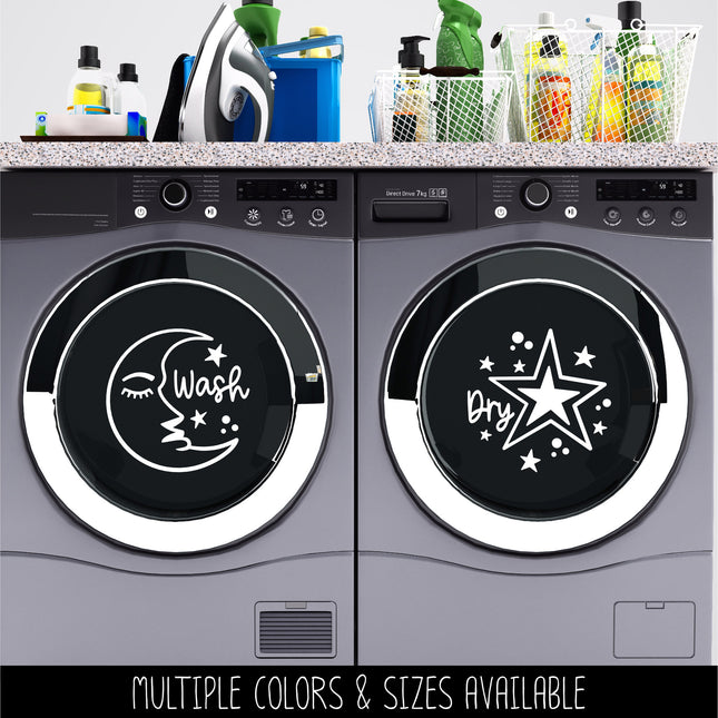 Moon and Stars Wash Dry Vinyl Decal/Sticker Set