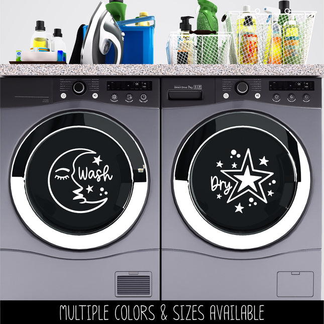 Moon and Stars Wash Dry Vinyl Decal/Sticker Set