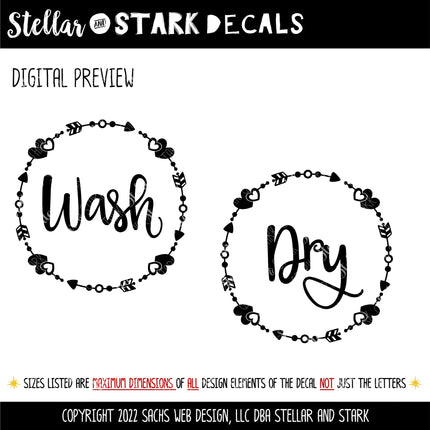 Arrows and Hearts Wash Dry Wreath Vinyl Decal/Sticker Set