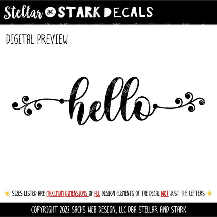 Scroll Vine Hello Vinyl Decal/Sticker