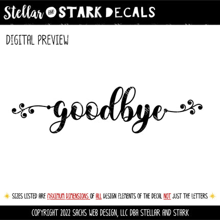 Scroll Vine Goodbye Heart Vinyl Decal/Sticker