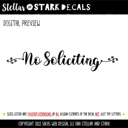 Scroll Vine No Soliciting Vinyl Decal/Stickerl