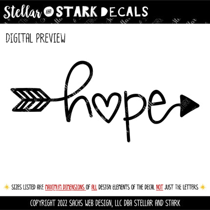 Hope Arrow Heart Vinyl Decal/Sticker