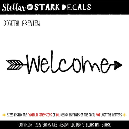 Welcome Arrow Vinyl Decal/Sticker