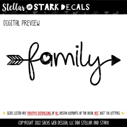 Family Heart Arrow Vinyl Decal/Sticker