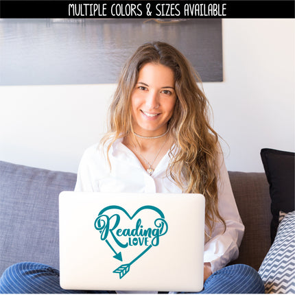 Reading Love with Arrow Heart Vinyl Decal/Sticker