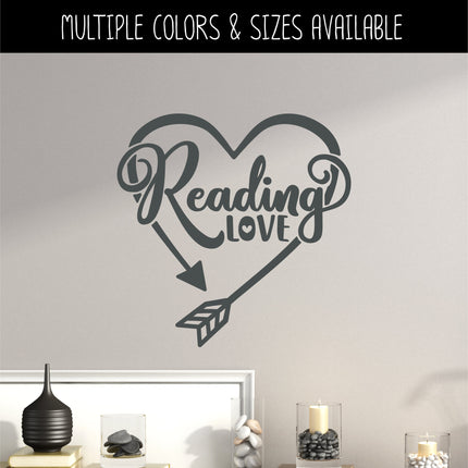 Reading Love with Arrow Heart Vinyl Decal/Sticker