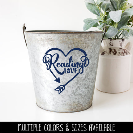 Reading Love with Arrow Heart Vinyl Decal/Sticker
