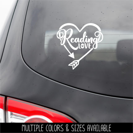 Reading Love with Arrow Heart Vinyl Decal/Sticker