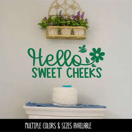 Hello Sweet Cheeks Bee Flower Vinyl Decal/Sticker
