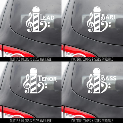 Barbershop Pole Music with Voice Part Vinyl Decal/Sticker