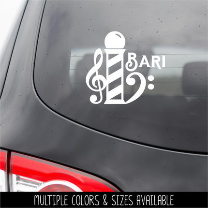 Barbershop Pole Music with Voice Part Vinyl Decal/Sticker