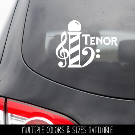 Barbershop Pole Music with Voice Part Vinyl Decal/Sticker
