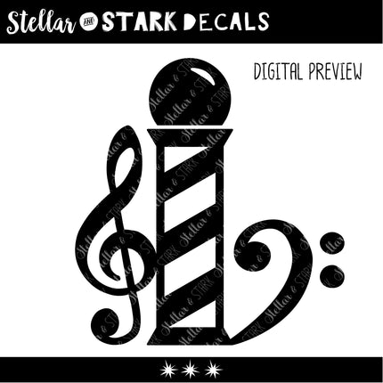 Barbershop Pole Music with Voice Part Vinyl Decal/Sticker