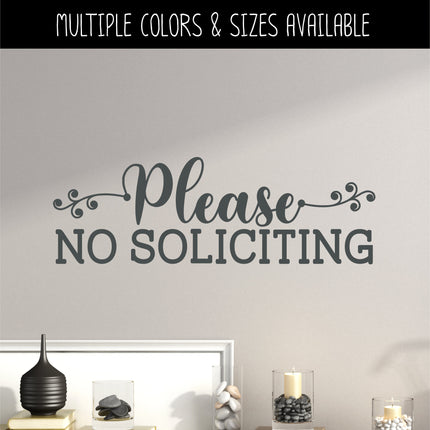 Scroll Vine Please No Soliciting Vinyl Decal/Sticker