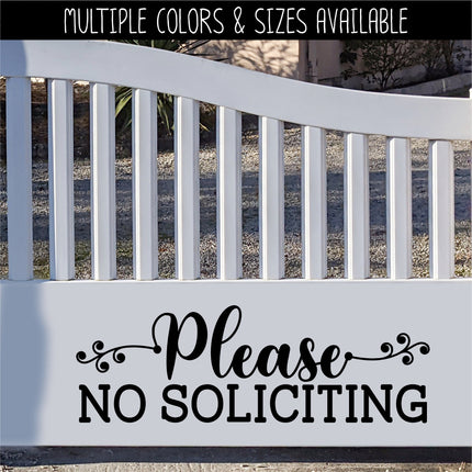 Scroll Vine Please No Soliciting Vinyl Decal/Sticker