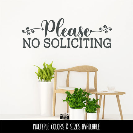 Scroll Vine Please No Soliciting Vinyl Decal/Sticker