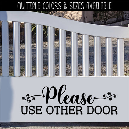 Scroll Vine Please Use Other Door Vinyl Decal/Sticker