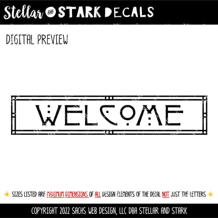 Craftsman/Arts and Crafts Welcome Vinyl Decal/Sticker