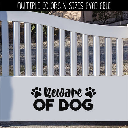 Beware of Dog Front Door Vinyl Decal/Sticker
