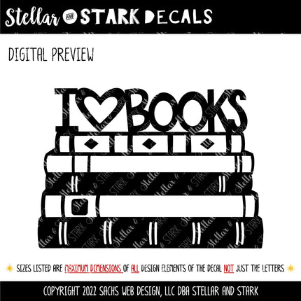 I Love Books Vinyl Decal/Sticker