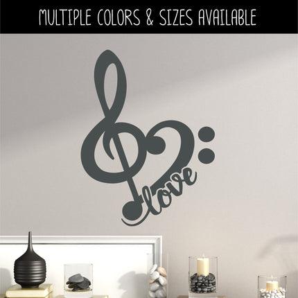 Treble Bass Clef Heart Vinyl Decal/Sticker