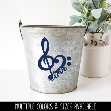 Treble Bass Clef Heart Vinyl Decal/Sticker