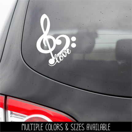 Treble Bass Clef Heart Vinyl Decal/Sticker