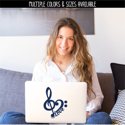 Treble Bass Clef Heart Vinyl Decal/Sticker