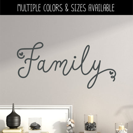 Cursive Family Heart Vinyl Decal/Sticker