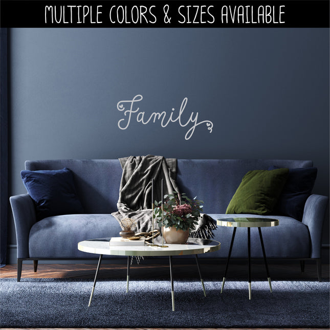 Cursive Family Heart Vinyl Decal/Sticker