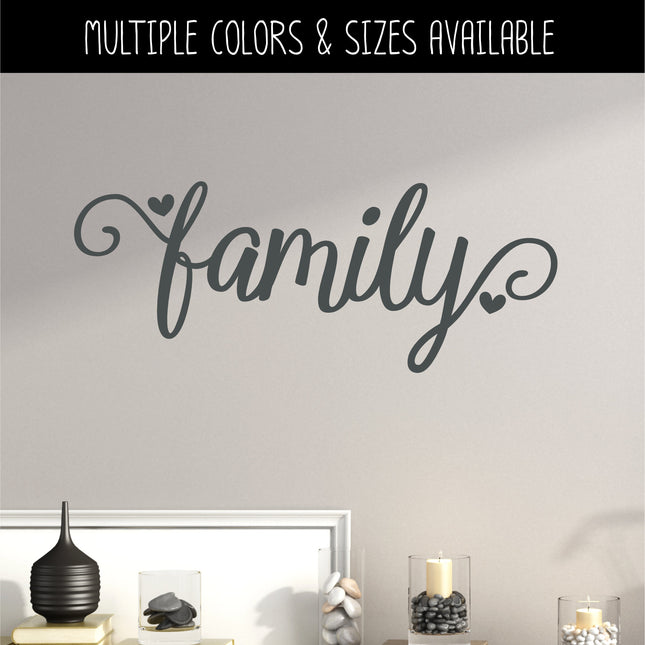 Family Heart Cursive Vinyl Decal/Sticker