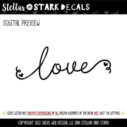 Cursive Love Heart Vinyl Decal/Sticker